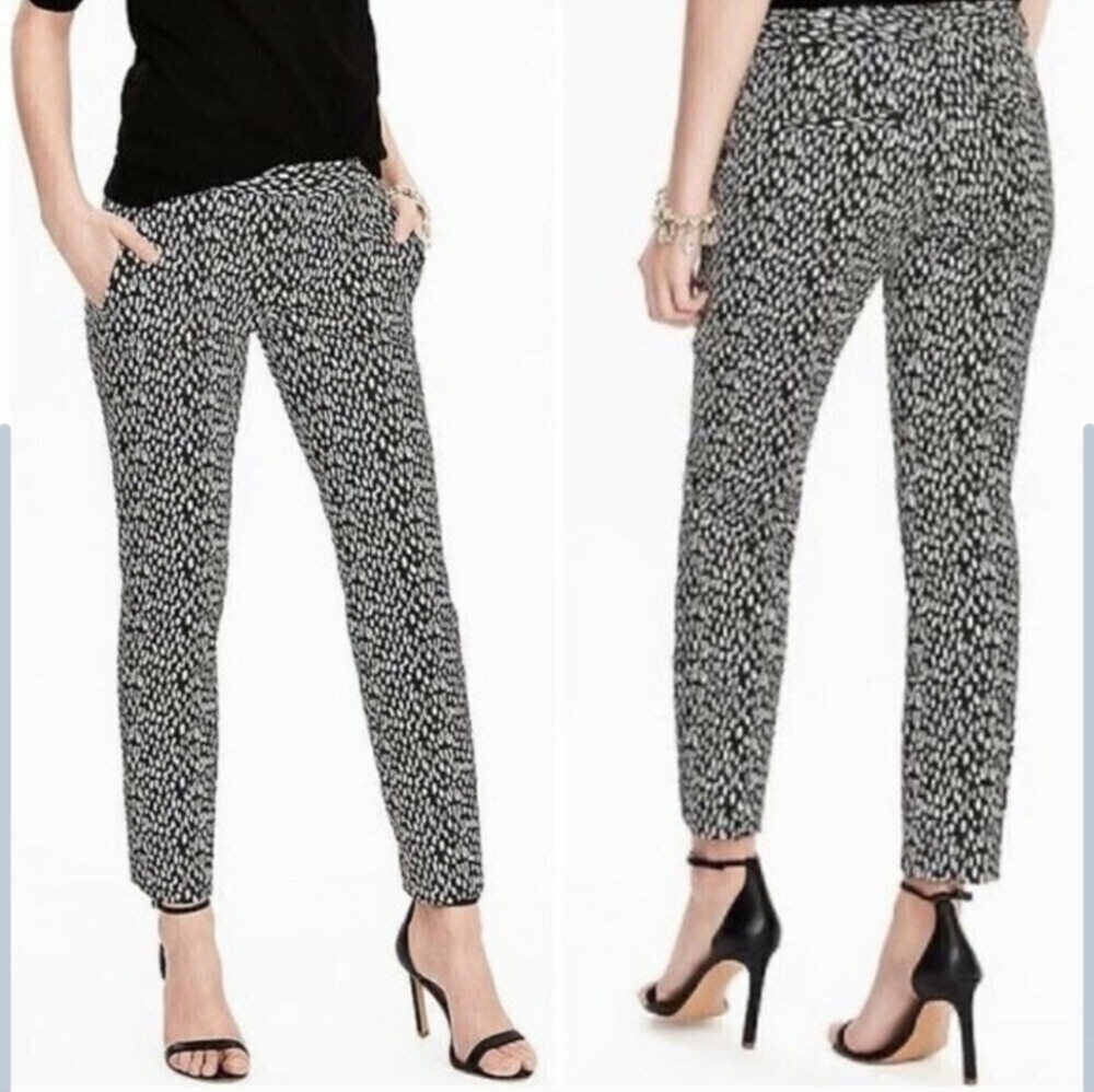 Banana Republic Leopard Jacquard Slim Ankle Pants Size 8 Animal Print Office